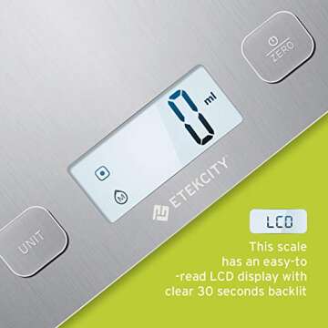 Etekcity Food Kitchen Scale, Digital Grams and Ounces for Weight Loss, Baking, Cooking, Keto and Meal Prep, Large, Silver Stainless Steel