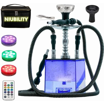 Luxury Portable Hookah Set with LED Lights and Carry Case