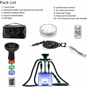 Luxury Portable Hookah Set with LED Lights and Carry Case