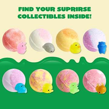 JOYIN Bath Bombs with Glitter Mochi Squishy Toy for Kids - 8 Packs of Bubble Bath Bombs with Each Su...