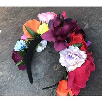 DreamLily Flower Crown Floral Headband Party Costume Day of the dead Headpiece NC12 (Mexican Crown)