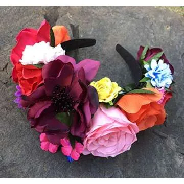 DreamLily Flower Crown Floral Headband Party Costume Day of the dead Headpiece NC12 (Mexican Crown)