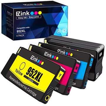 E-Z Ink (TM) Remanufactured Ink Cartridge Replacement for HP 952 XL 952XL to use with OfficeJet Pro 8710 8720 7740 8740 7720 8700 8715-New Upgraded Chips (1 Black, 1 Cyan, 1 Magenta, 1 Yellow, 4 Pack)