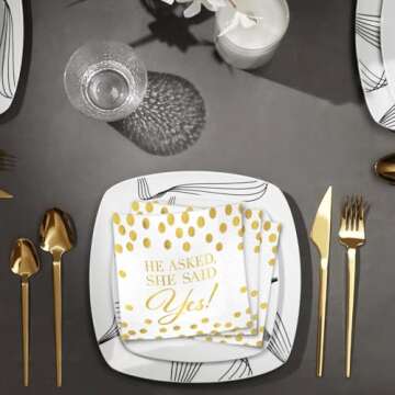 Elegant Gold & White Hot Stamped Napkins Perfect for Celebrations