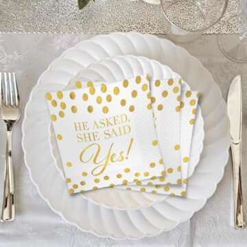 Elegant Gold & White Hot Stamped Napkins Perfect for Celebrations