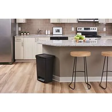 Rubbermaid Premier Series II Step-on Trash Can for Home and Kitchen, with Lid Lock and Slow Close, 13 Gallon, Charcoal, for Home/Kitchen/Hotel/Lobby/Office