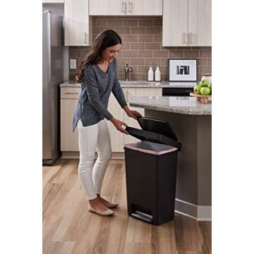 Rubbermaid Premier Series II Step-on Trash Can for Home and Kitchen, with Lid Lock and Slow Close, 13 Gallon, Charcoal, for Home/Kitchen/Hotel/Lobby/Office