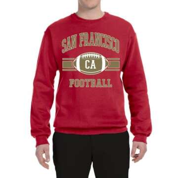 Wild Bobby City of San Francisco SF American Football Fantasy Fan Sports Unisex Crewneck Graphic Sweatshirt, Red, Medium