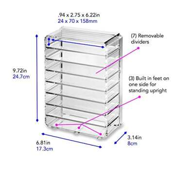 byAlegory Acrylic Makeup Eyelashes 'Lash' Organizer w/Removable Dividers Designed To Stand & Lay Flat 8 Space False Eye Lash Extension Cosmetic Storage - Clear