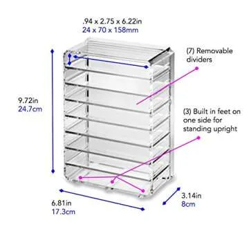byAlegory Acrylic Makeup Eyelashes 'Lash' Organizer w/Removable Dividers Designed To Stand & Lay Flat 8 Space False Eye Lash Extension Cosmetic Storage - Clear