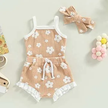 LIOMENGZI Baby Girl Summer Floral Clothes Set for Toddlers