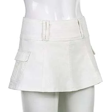 MISSACTIVER Women's Mini Jeans Skirt with Pockets and Shorts