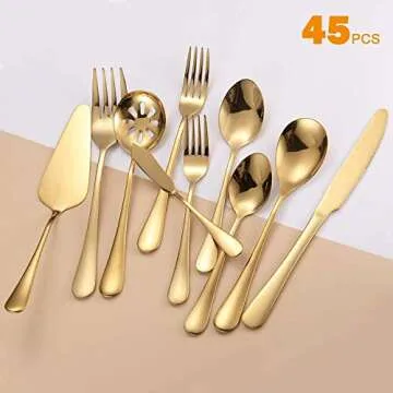 Elegant 45-Piece CIYOUTTO Flatware Set (Gold)