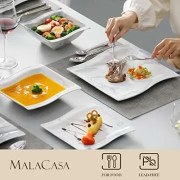MALACASA 30-Piece Dinnerware Set for 6 - Elegant & Durable