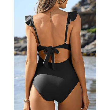 Stylish SOCIALA Women's Ruffle One Piece Swimsuit