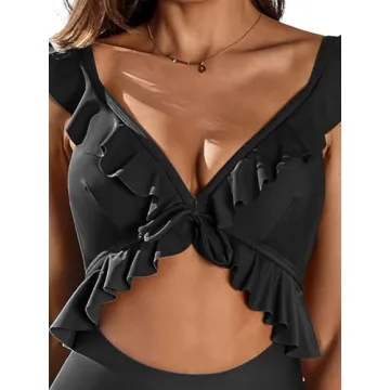 Stylish SOCIALA Women's Ruffle One Piece Swimsuit