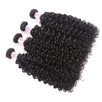Beauty Forever Malaysian Curly Hair Bundles Human Hair Weave 3 Bundles 16 16 16 Inch #1B Color, 8A Grade Virgin Remy Jerry Curly Human Hair Bundles Natural Color Hair Extensions