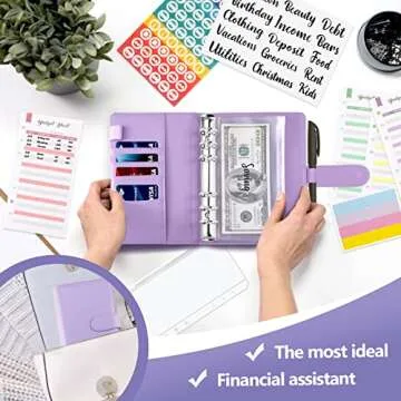 Nicecho Budget Binder, Money Organizer Cash Envelopes for Budgeting, Budget Binder with Zipper Envelopes and Expense Budget Sheets, Waterproof PU Leather A6 Binder for Money Saving Planner …