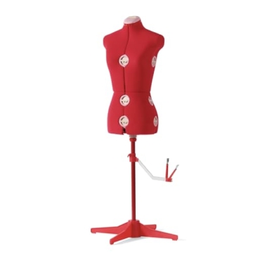 SINGER Female Adjustable Red Dress Form Fits Sizes 4-10 Pinnable Mannequin Body Torso with 360 Degre...