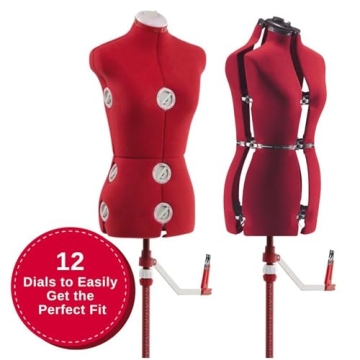 SINGER Adjustable Red Dress Form for Sizes 4-10