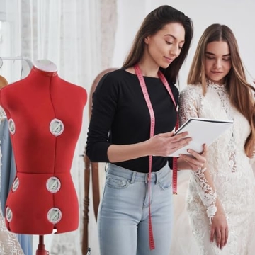 SINGER Adjustable Red Dress Form for Sizes 4-10