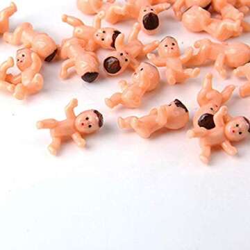 Golden Pearl Mini Plastic Babies for Baby Shower Fun