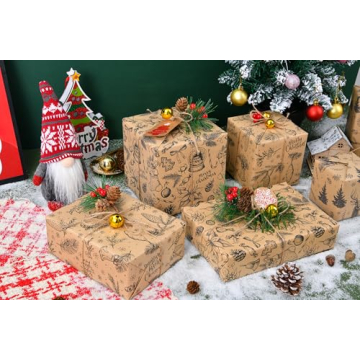 Vintage Christmas Wrapping Paper Rolls - Eco-Friendly Gift Wrap