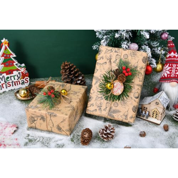 Vintage Christmas Wrapping Paper Rolls - Eco-Friendly Gift Wrap