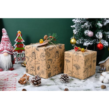 Vintage Christmas Wrapping Paper Rolls - Eco-Friendly Gift Wrap