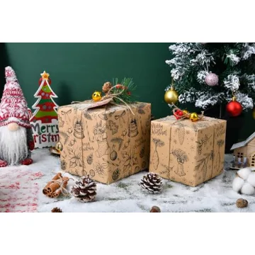 Vintage Christmas Wrapping Paper Rolls - Eco-Friendly Gift Wrap