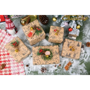 Vintage Christmas Wrapping Paper Rolls - Eco-Friendly Gift Wrap