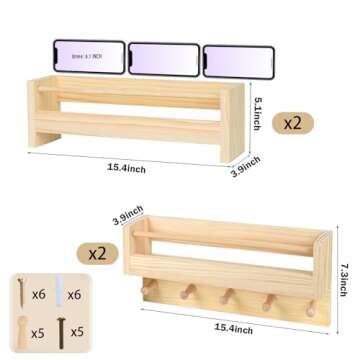COMAX Small Book Shelf Organizer for Kids, Floating Bookshelf for Toddler Baby Room Bedroom, Set of 3 Wall Bookshelf Nursery Book Shelves Holder, Hanging Book Shelf for Wall Mounted Decor, Wood