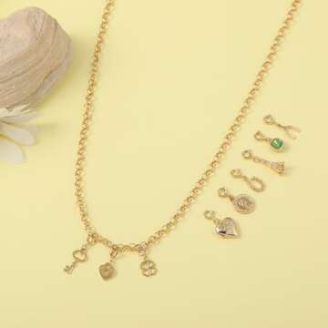 Rambling Rose Bohemia Gold Color Crystal Star Moon DIY Necklace,Tassel Pendant Necklaces,For Women P...