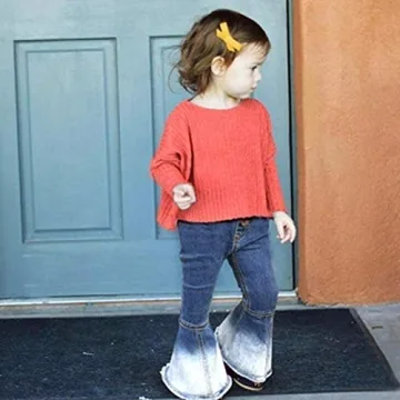 Trendy MODNTOGA Baby Girls Denim Bell Bottom Jeans for Toddlers