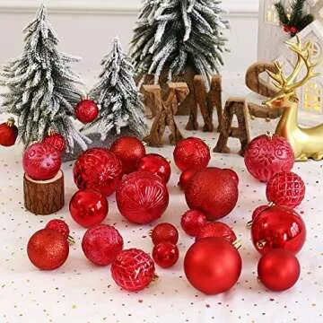 36pcs Red Christmas Ball Ornaments Set for Holiday Decor