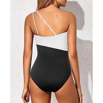 Holipick One Shoulder One Piece Swimsuit for Women Tummy Control