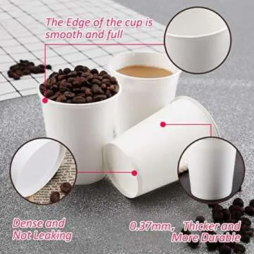 Paper Cups, 150 Pack 8 Oz Paper Cups, White Paper Coffee Cups 8 Oz Disposable White Hot Coffee Paper...