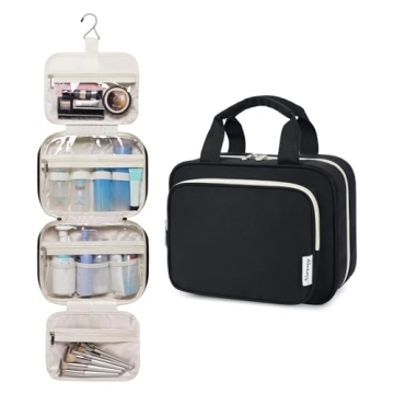 Narwey Travel Toiletry Bag with Hanging Hook & Compartments
