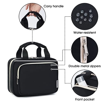 Narwey Travel Toiletry Bag with Hanging Hook & Compartments