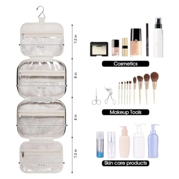 Narwey Travel Toiletry Bag with Hanging Hook & Compartments