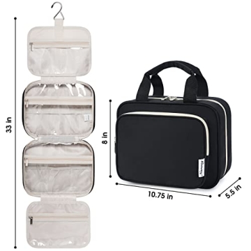 Narwey Travel Toiletry Bag with Hanging Hook & Compartments