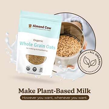 Almond Cow - Organic Whole Grain Oats, Natural Organic Oatmeal Breakfast Foods, Unsweetened Oatmeal ...