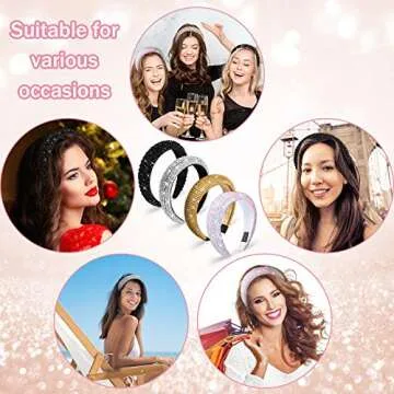 Chuangdi Diamond Crystal Beaded Headband Set for Women