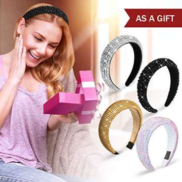 Chuangdi Diamond Crystal Beaded Headband Set for Women
