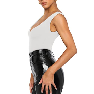 Reoria Women's Sexy Plunge Bodysuit for Effortless Style
