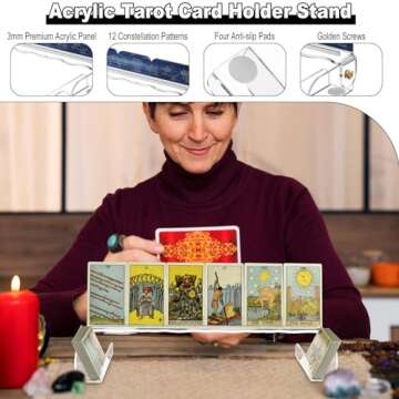 Beautyflier Tarot Card Holder Stand, Tarot Deck Display Stand with Card Holder, Acrylic Display Stan...