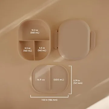 mushie Kids Bento Lunch Box | 3-Compartment & Removable Divider + Fork & Spoon Utensils | Great For Meals, School, Snacks On-the-Go | Dishwasher Safe (Ivory)