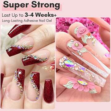 Makartt Nail Rhinestone Glue for Nails: Super Strong Gel Nail Glue for Valentines Day Decorations Na...