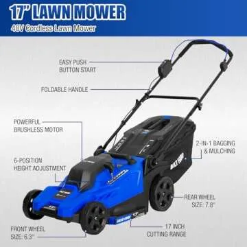BILT HARD 40V (2x20V) 17" Brushless Cordless Lawn Mower, 2-in-1 Battery Lawn Mower, Push Electric Lawnmower with 6-Position Height Adjustment, 2 x 4.0Ah Batteries & Dual Charger Included