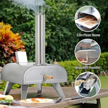 BIG HORN OUTDOORS Portable Pellet Pizza Oven Silver